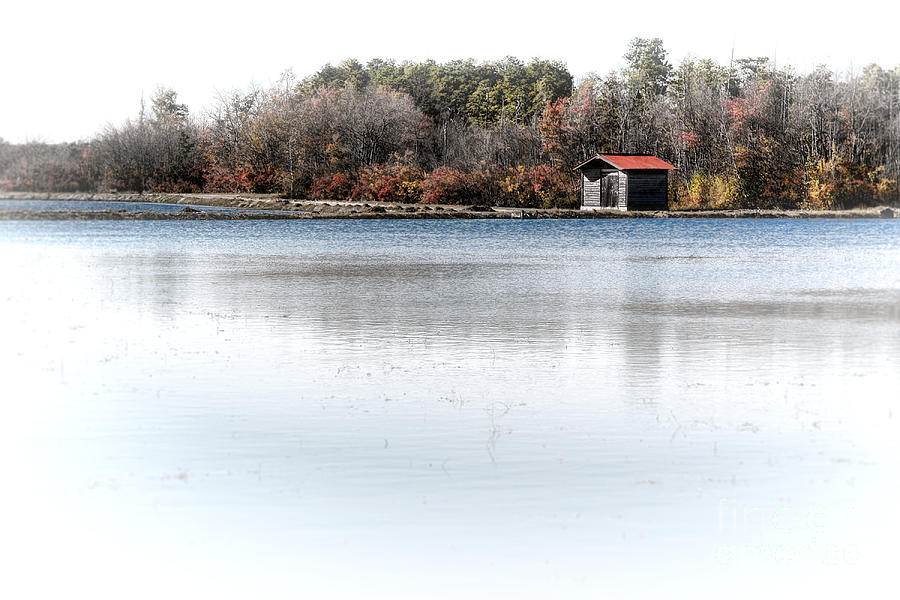 Fall Photograph - Cabin on a Lake by Olivier Le Queinec
