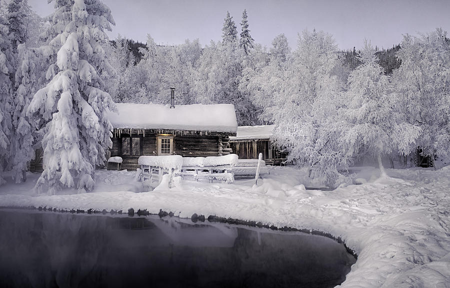 Winter Photograph - Cabin on Hot Springs by Thomas Payer
