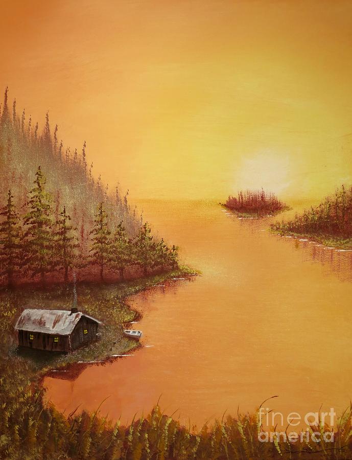 Cabin on the Lake Painting by Tim Townsend