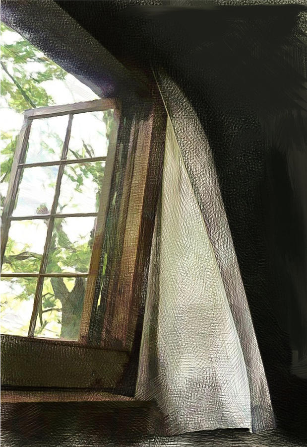 Cabin Window Painting by Barbara Milton