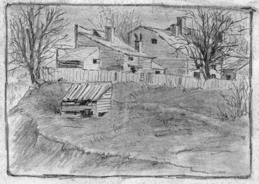 Cabins And Lean-to, C1880 Drawing by Granger