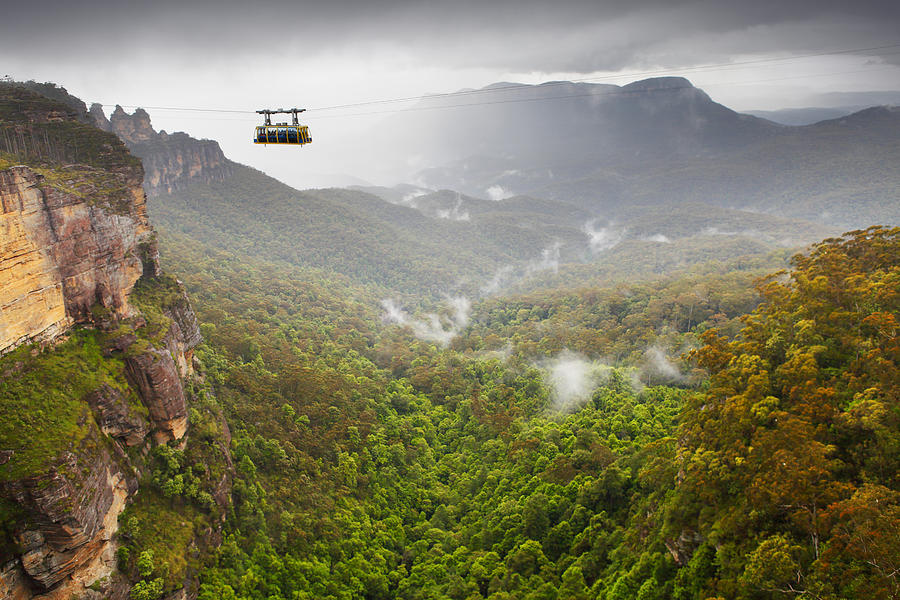 Cable car in the Blue Mountains Photograph by Narvikk