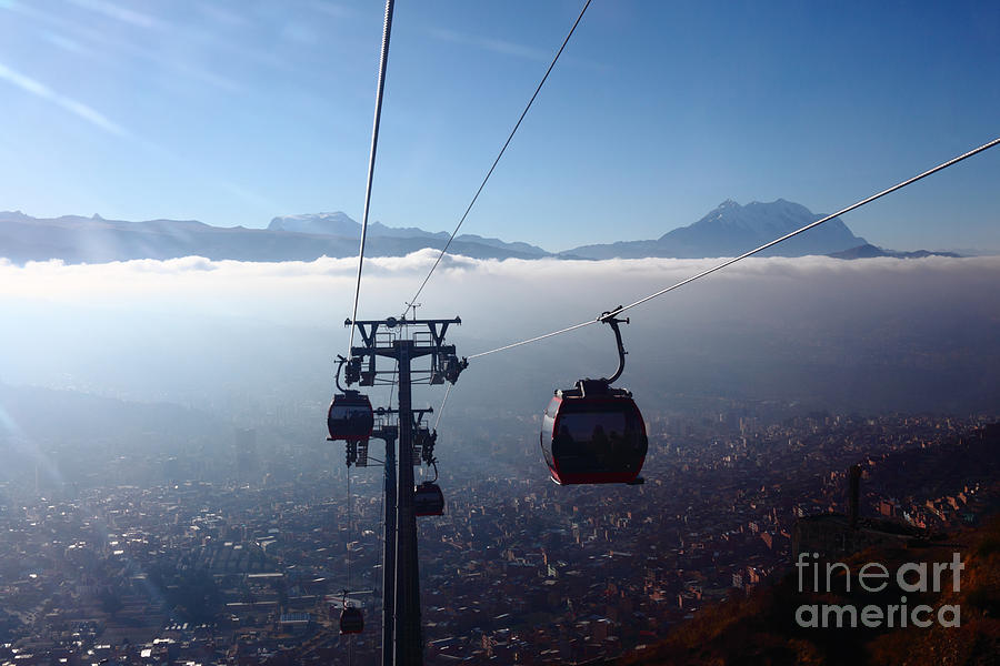 Cable Cars over La Paz City Photograph by James Brunker