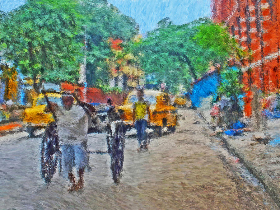 Cabs in Calcutta India Digital Art by Digital Photographic Arts