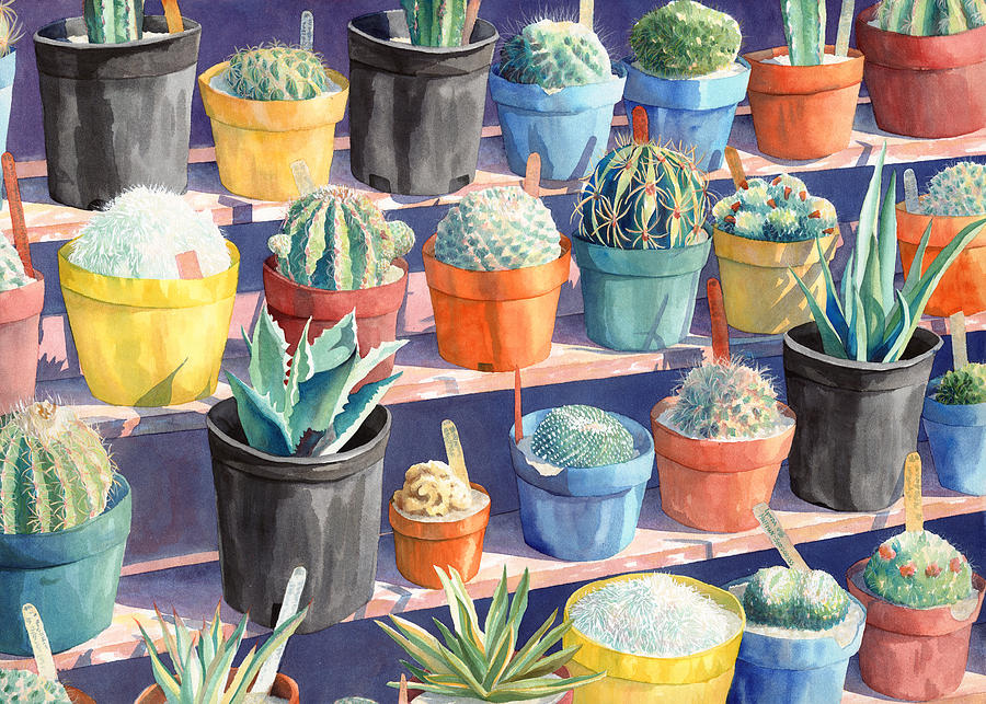Cacti Chorusline Painting by Lynda Hoffman-Snodgrass