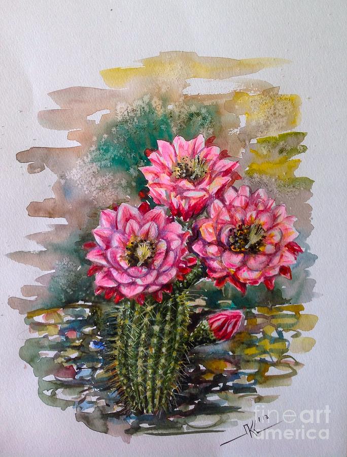 Cactus blossom Painting by Katerina Kovatcheva