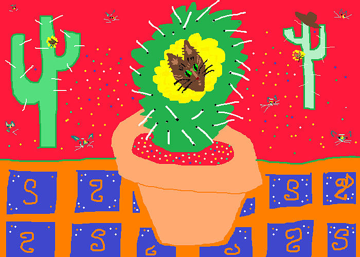 Cactus Flower Painting by Anita Dale Livaditis