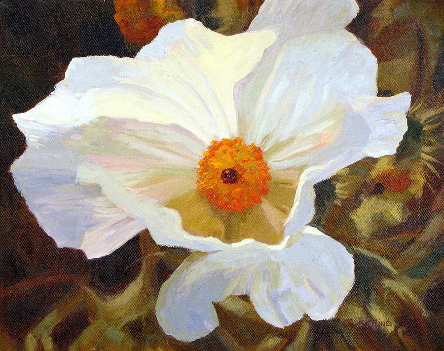 Poppy Painting - Cactus Flower Series--Prickly Poppy by Claire Bistline