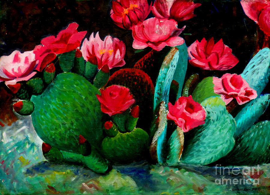 Cactus Flowers Painting by Genevieve Esson