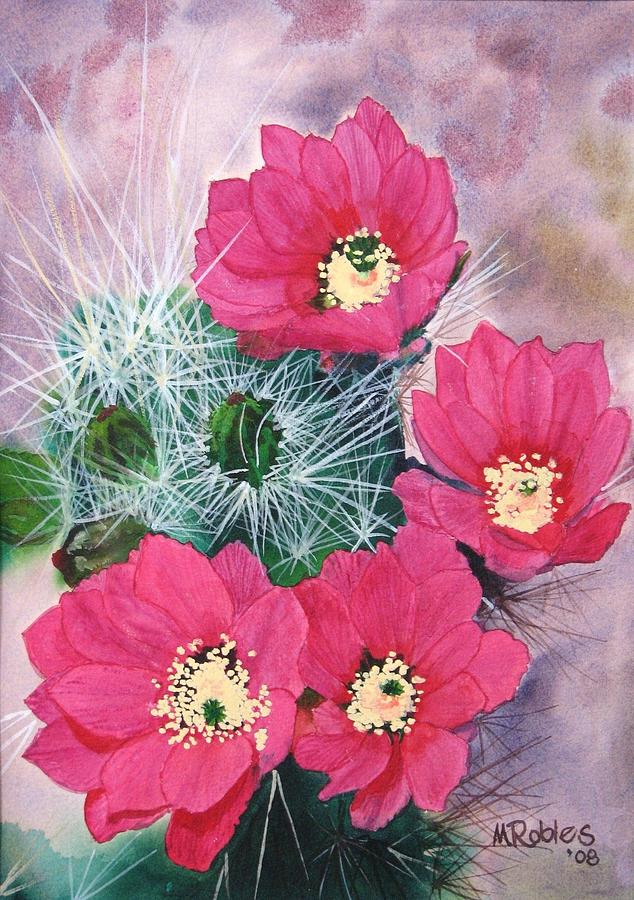 Cactus Flowers I Painting by Mike Robles