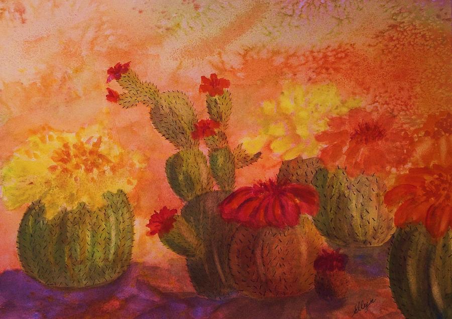 Cactus Garden Painting by Ellen Levinson