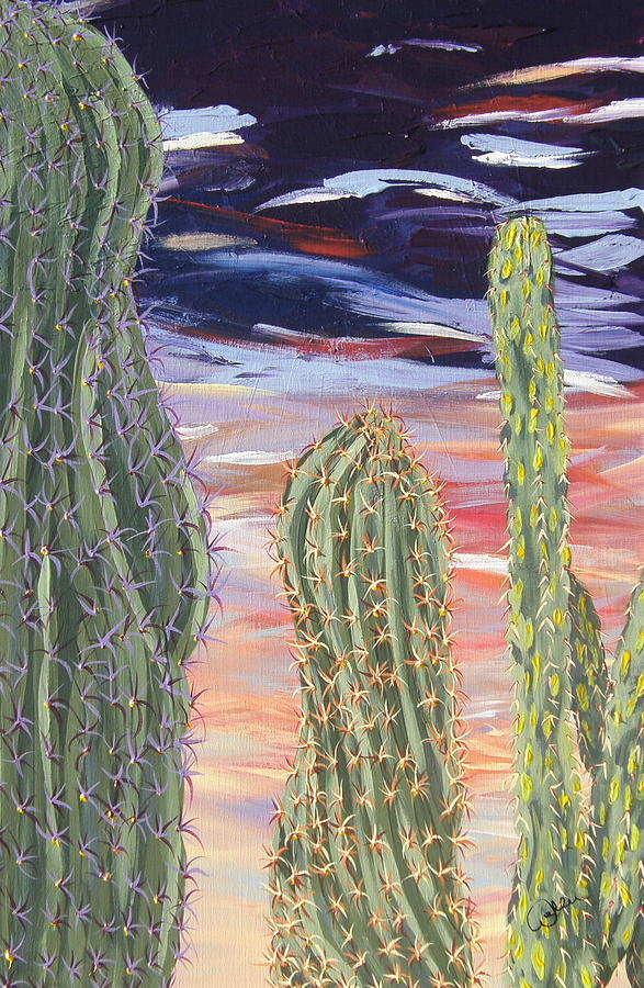 Sunset Painting - Cactus of Color 5 by Marcia Weller