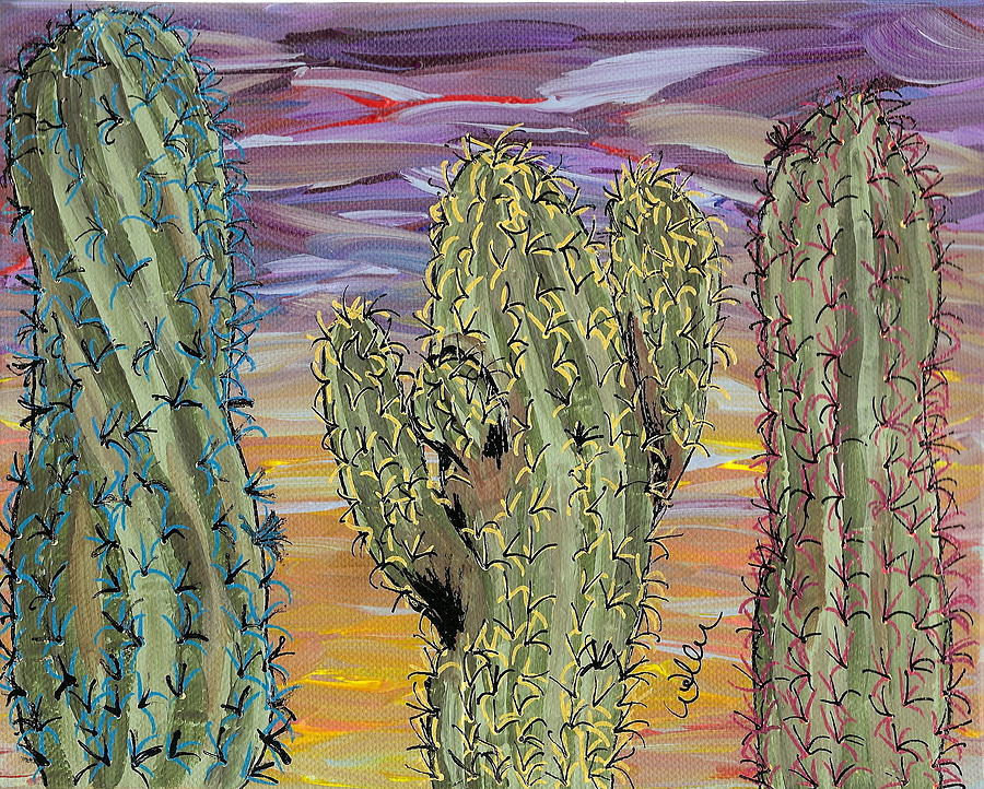 Sunset Painting - Cactus of Color 8 by Marcia Weller