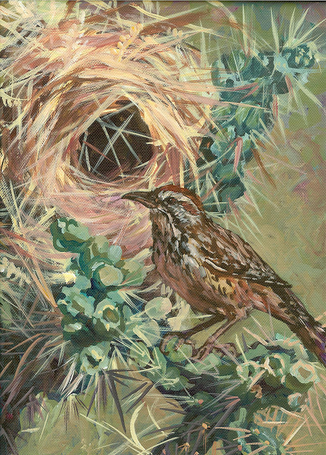Bird Painting - Cactus Ren by Christine Lytwynczuk Bird Painting - Cactus Ren by Christine Lytwynczuk