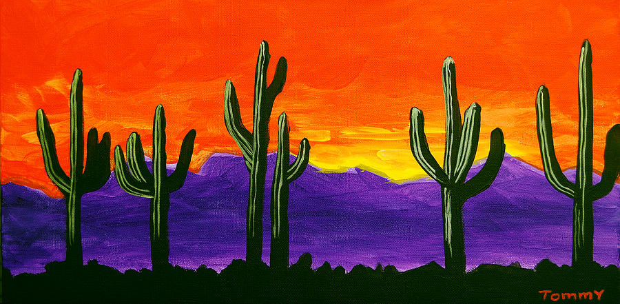 Cactus Row horizontal Painting by Tommy Midyette
