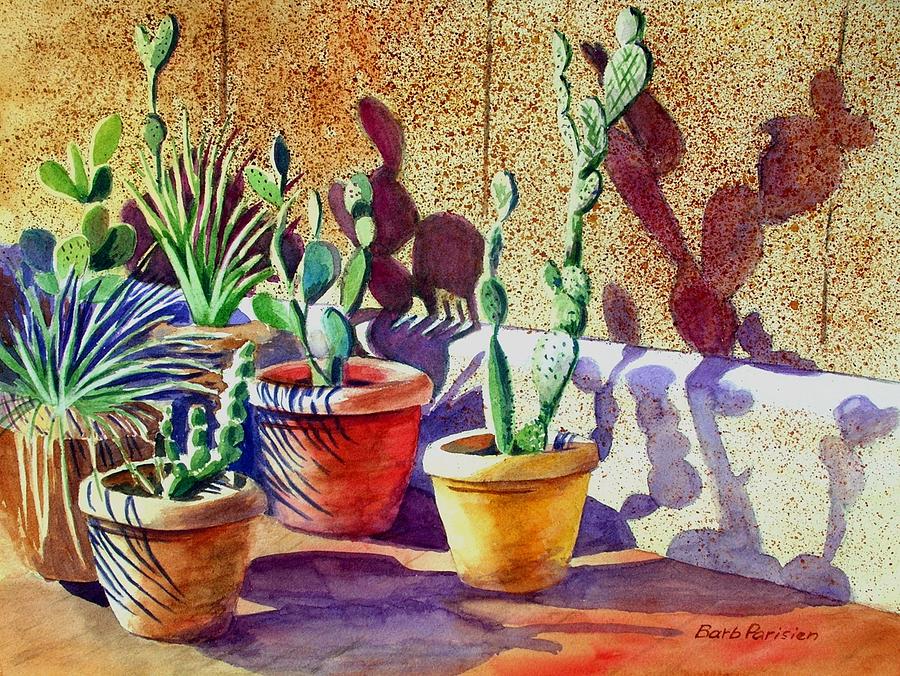 Cactus Shadows Painting by Barbara Parisien