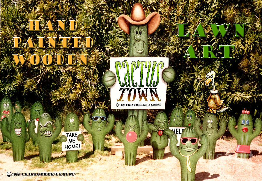 CACTUS TOWN Lawn Art Painting by Cristophers Dream Artistry