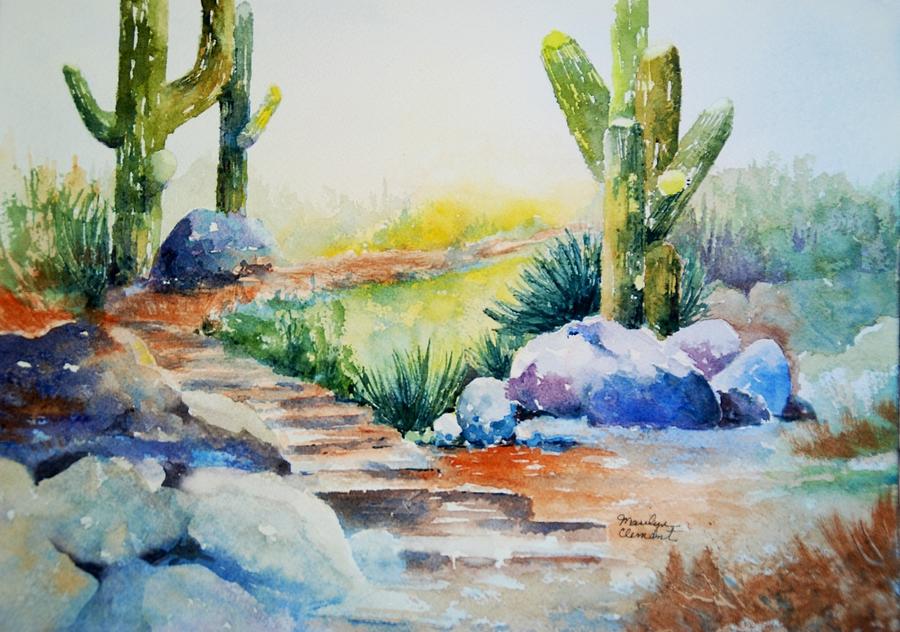 Desert Painting - Cactus Trail by Marilyn  Clement
