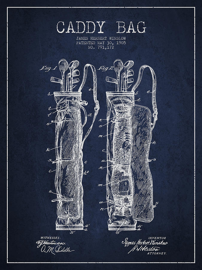 Golf Digital Art - Caddy Bag Patent Drawing From 1905 by Aged Pixel