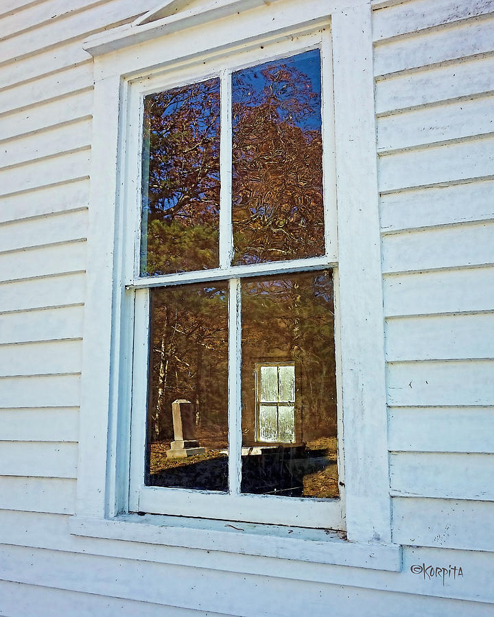 Cades Cove Church Window Reflections Cemetery Autumn Fall Colors 