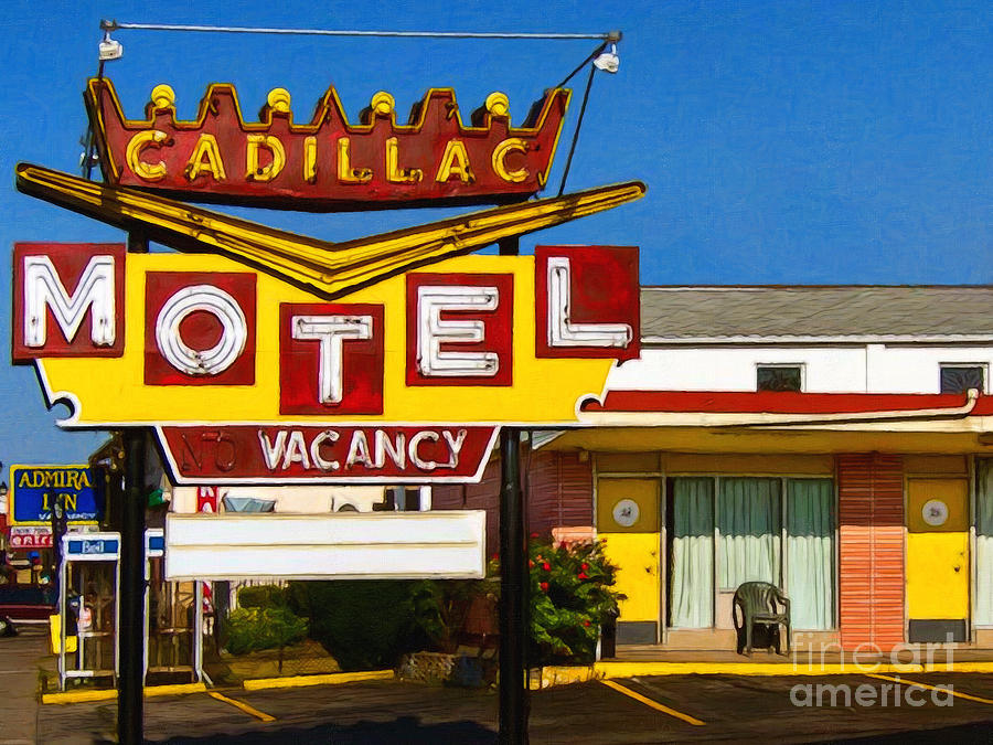 Sign Photograph - Cadillac Motel 20130307 by Wingsdomain Art and Photography