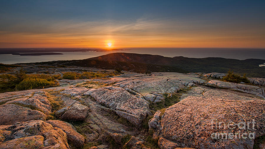 Cadillac Mountain Sunrise 16x9 crop Photograph by Michael Ver Sprill