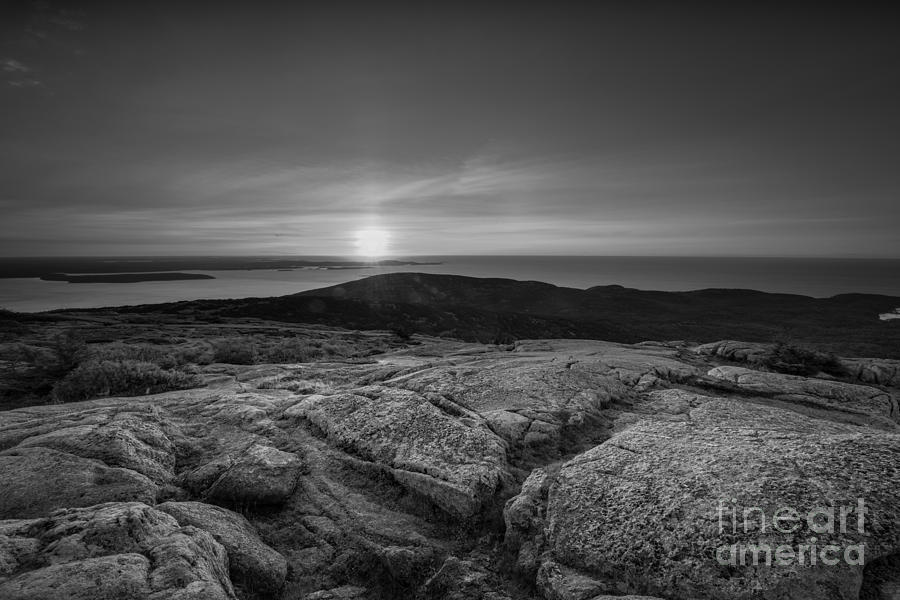 Cadillac Mountain Sunrise BW Photograph by Michael Ver Sprill