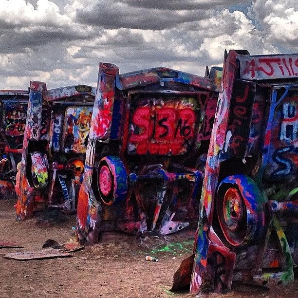 Amarillo Photograph - Cadillac Ranch on a certain day by Lydia Dubuisson