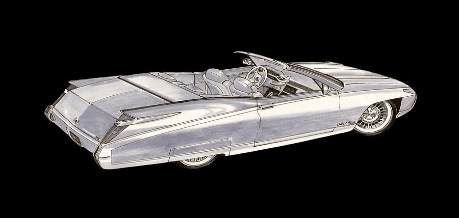 1963 64 Cadillac Roadster Concept Painting by Jack Pumphrey