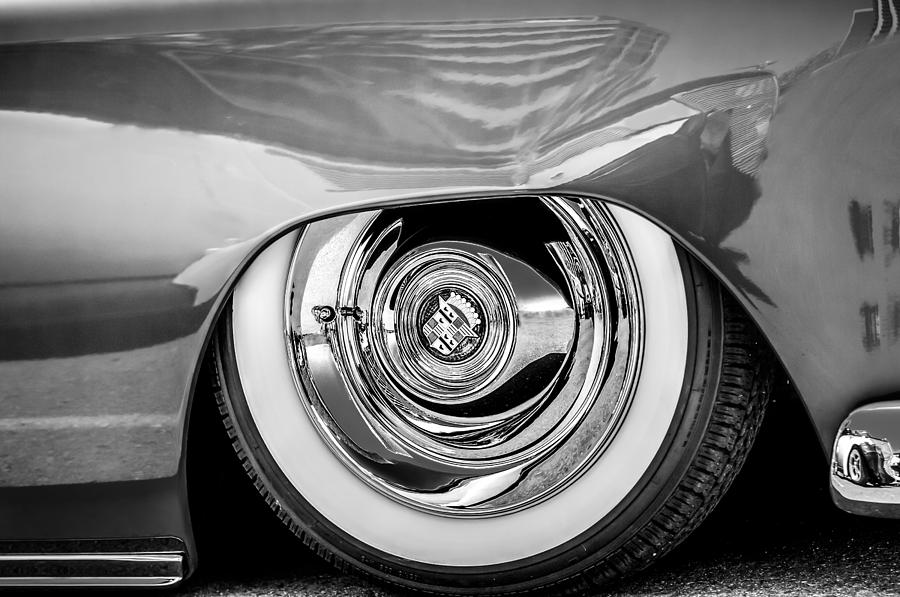 Cadillac Wheel Emblem -0853bw Photograph by Jill Reger