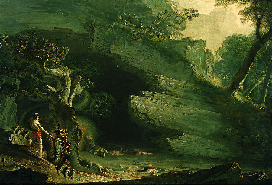Dragon Painting - Cadmus And The Dragon  by John Martin