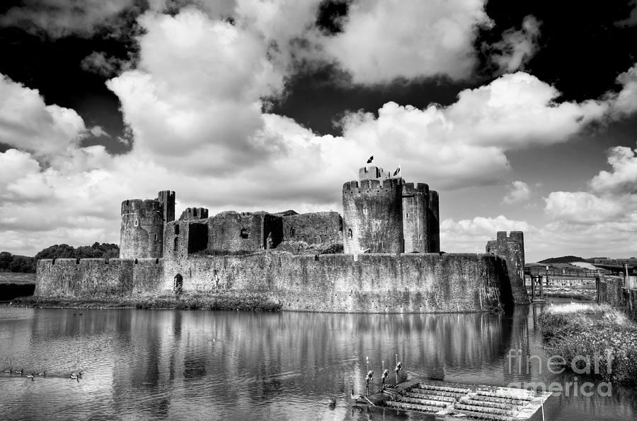 Caerphilly Castle 6 Monochrome Photograph by Steve Purnell