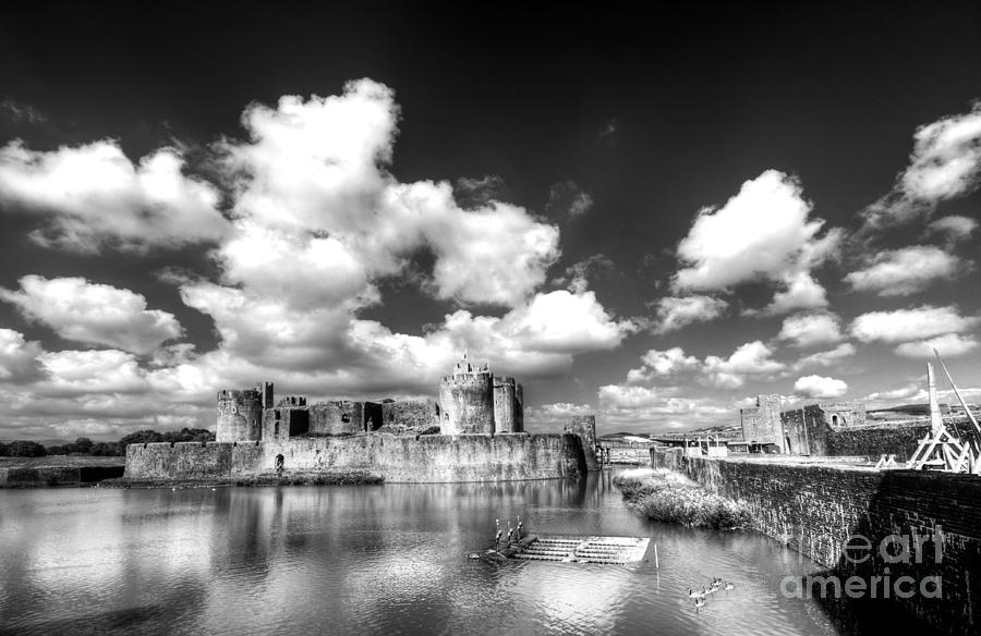 Caerphilly Castle 7 Monochrome Photograph by Steve Purnell