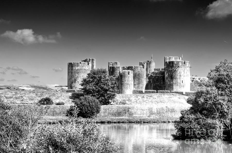 Caerphilly Castle 9 Monochrome Photograph by Steve Purnell