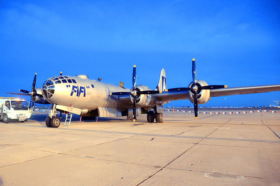 Airplane Photograph - CAF B-29 Fifi Sunset March 2 2013 by Brian Lockett