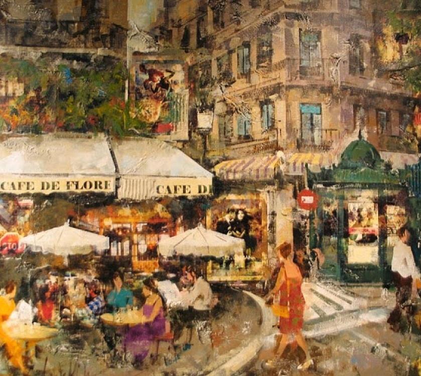 Cafe De Flore Painting By Telemundo Pinturas - Fine Art America