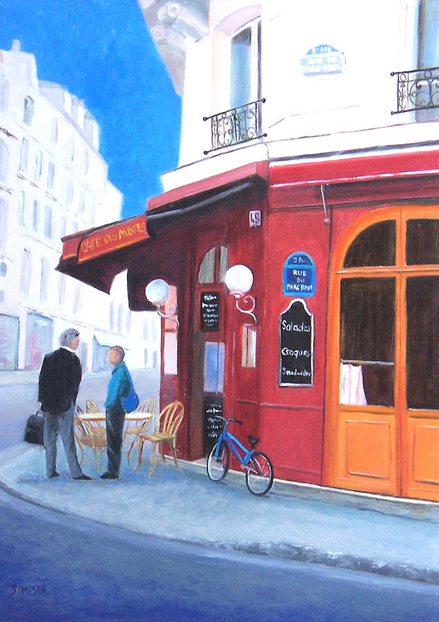 Cafe des Musees Paris Painting by Jan Matson