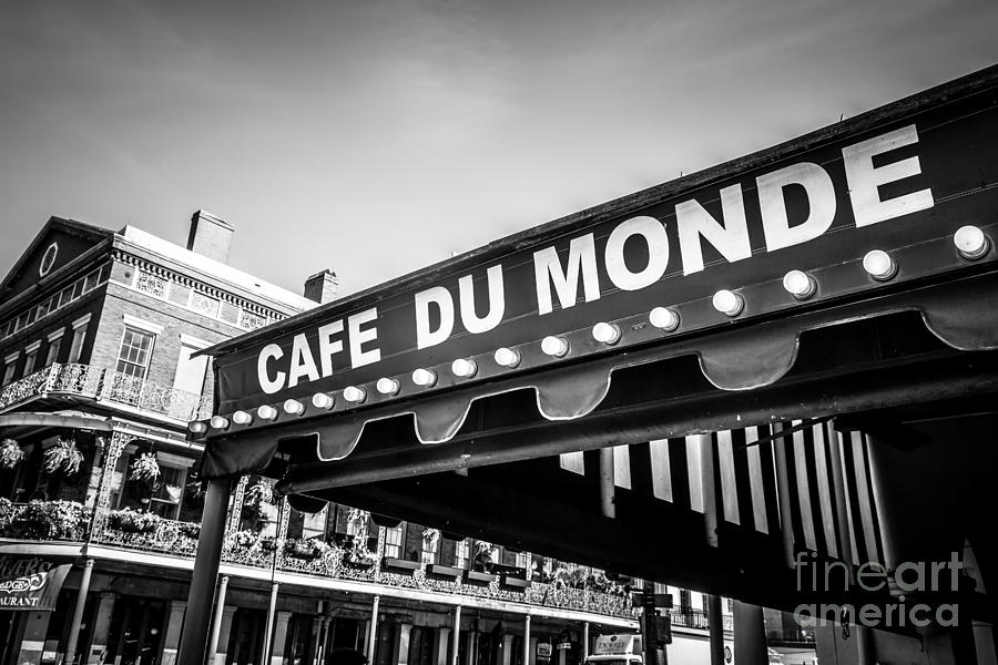 Cafe Du Monde Black and White Picture Photograph by Paul Velgos