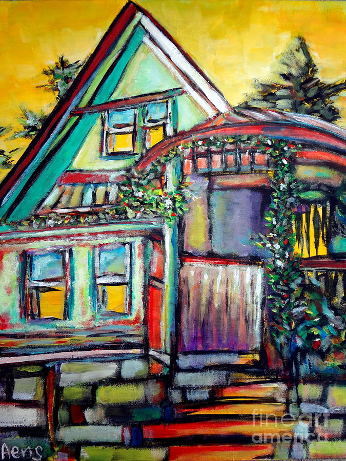Impressionism Painting - Cafe in Revelsoke BC Canada by Aeris Osborne