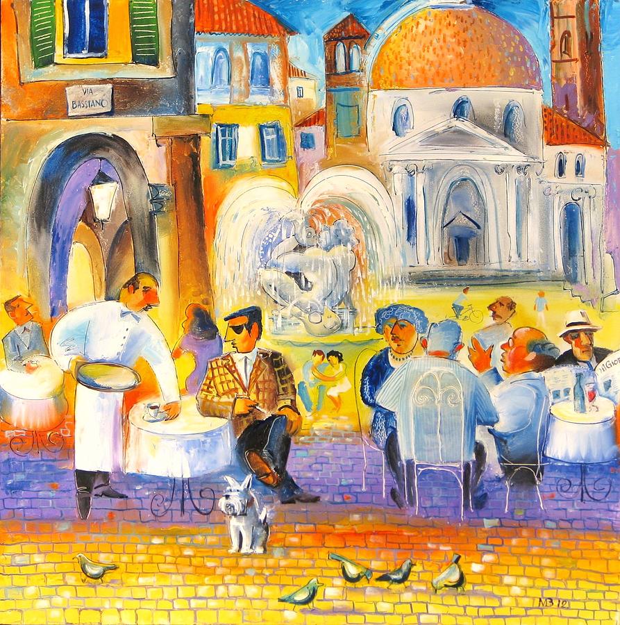 Cafe on Via Bassiano Painting by Mikhail Zarovny