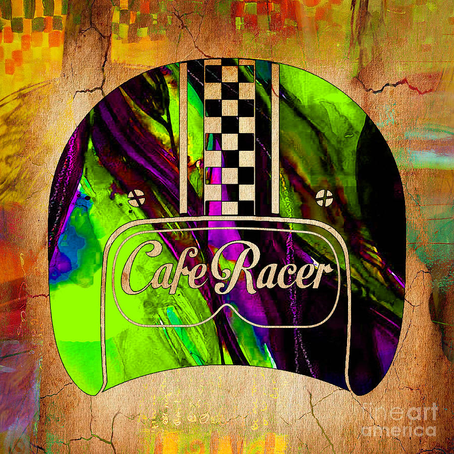 Cafe Racer Helmet Mixed Media by Marvin Blaine