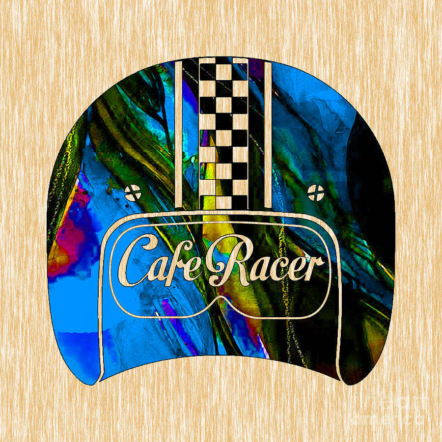 Cafe Racer Motorcycle Helmet Mixed Media by Marvin Blaine