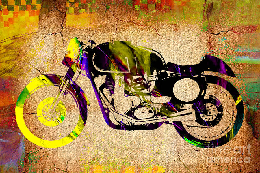 Motorcycle Mixed Media - Cafe Racer Motorcycle by Marvin Blaine