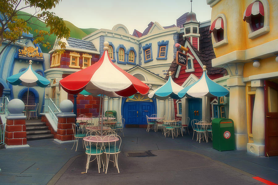 Castle Photograph - Cafe Seating Disneyland Toontown by Thomas Woolworth