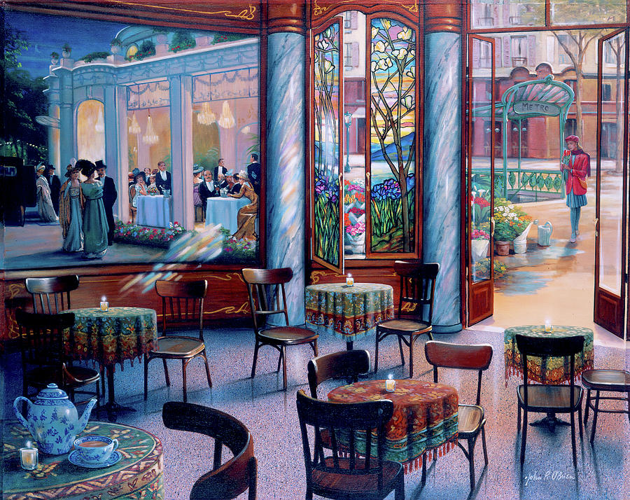 Cafe Visit Painting by MGL Meiklejohn Graphics Licensing