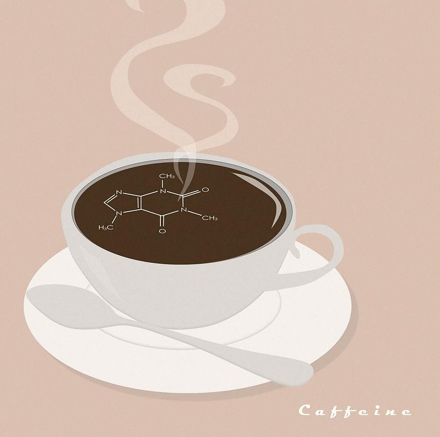 Coffee Painting - Caffeine Molecule by Kate Paulos
