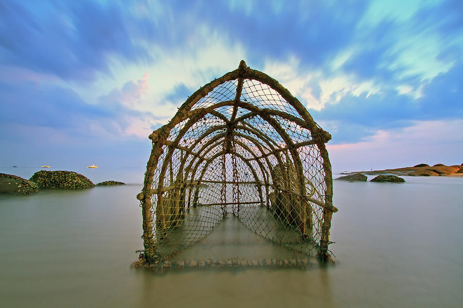 Cages With Fish Traps Photograph by Monthon Wa