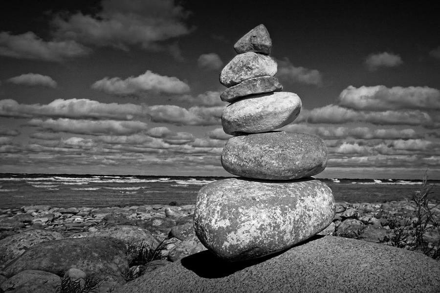 Cairn at North Point among the clouds Photograph by Randall Nyhof