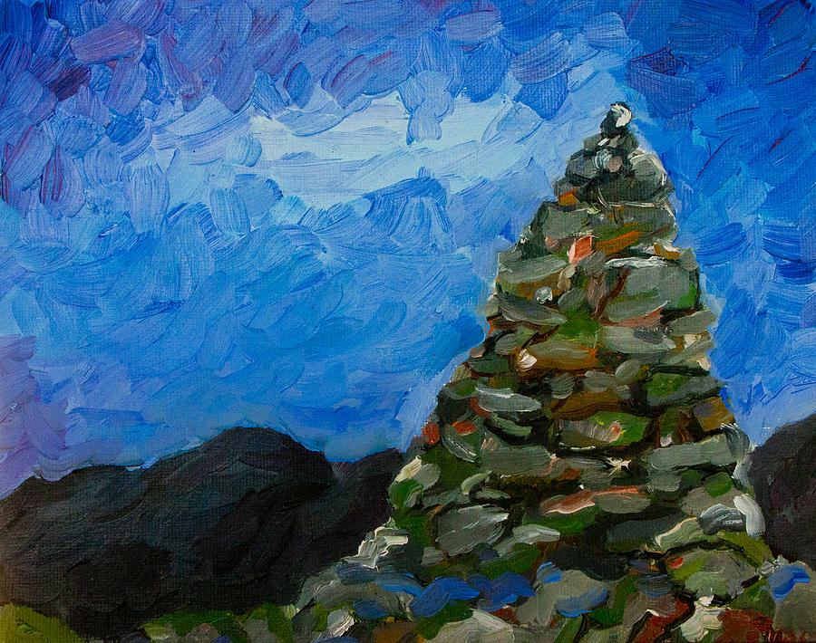 Hike Painting - Cairn at Twilight by Rick Carbonell