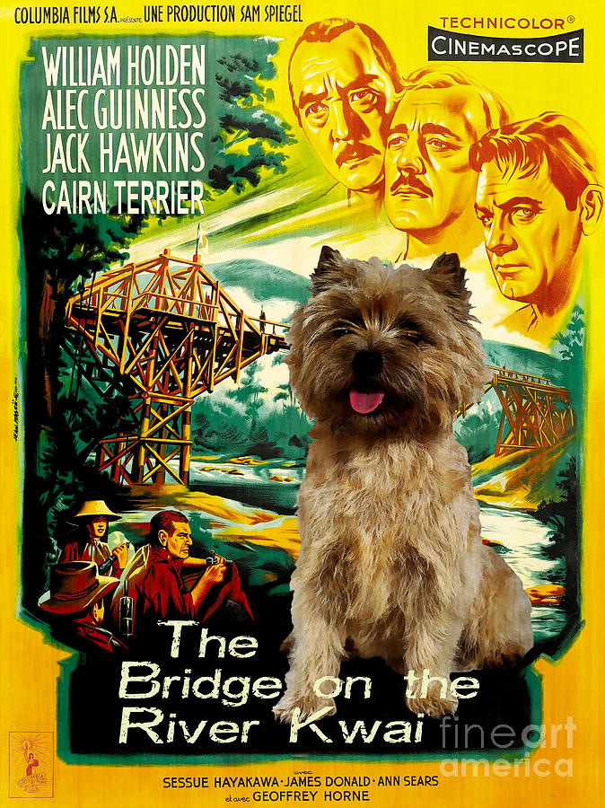 Cairn Terrier Art Canvas Print - The Bridge on the River Kwai Movie Poster Painting by Sandra Sij